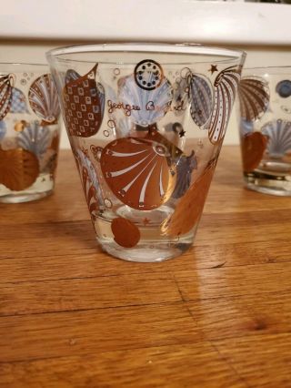Mid Century George Briard Set Of 4 Low Ball Glass Tumblers