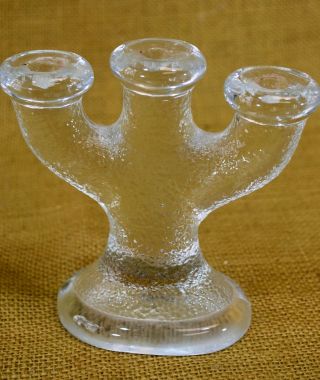Nybro Crystal Sweden Miniature Candleabra Glass Candle Holder 4.  75 " Paul Isling