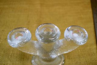 NYBRO CRYSTAL SWEDEN MINIATURE CANDLEABRA GLASS CANDLE HOLDER 4.  75 