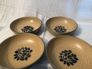 4 Pfaltzgraff Stoneware Folk Art Vegetable Bowls 8 1/2 " Matching 