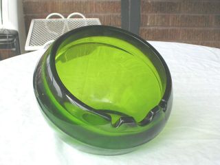 Vintage Viking Glass 1960s Rare Green Orb Ashtray Globe Art Glass Retro Swanky