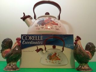 Teapot Corelle Country Morning Coordinates With Matching Salt & Pepper Shakers