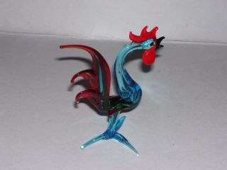 Vintage Blown Art Glass Rooster Chicken Figurine