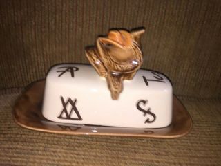 Vintage “story Teller Arts” Hand Painted South Western Ceramic Butter Dish