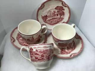 Old Britians Castles (made In England) Pink Johnson Brothers 3 Flat Cup & Saucer