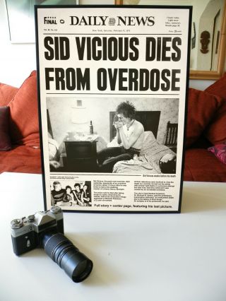 Sid Vicious Dead Poster Print,  Daily News,  Sex Pistols,  Swindle,  Jamie Reid,  Clash