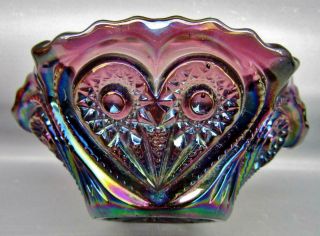 Imperial Zippered Heart Purple Carnival Glass Ruffled 5 " Berry Bowl 7111