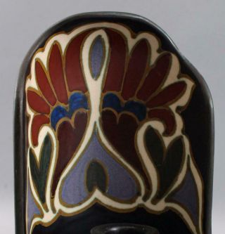 Antique Gouda Arts & Crafts Art Pottery Candlestick Chamberstick Candle Holder 4