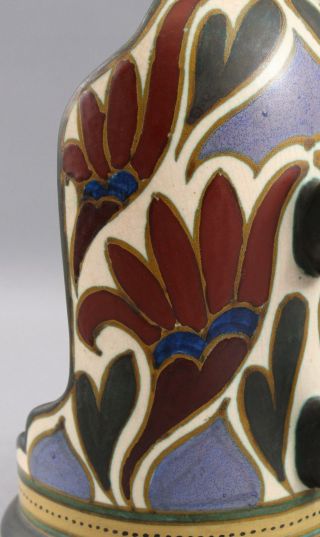 Antique Gouda Arts & Crafts Art Pottery Candlestick Chamberstick Candle Holder 8
