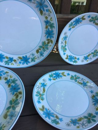 5 Plates MIKASA Maggi Cera - Stone Dinner & Salad Turquoise Olive Green Flowers 3
