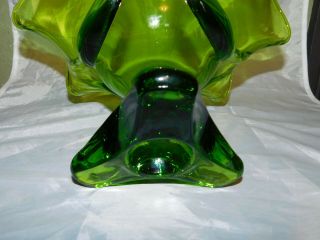 Vintage Large Lime Green Epic Drape Footed Compote Bowl Viking Glass 5