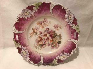 Rs Prussia S&t Rs Germany Mark Dessert Tray Purple Glaze Floral Mold Circa 1890s