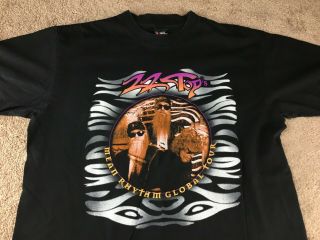 Vintage Zz Top Shirt 1997 Mean Rhythm Global Tour Concert Giant Brand L Black