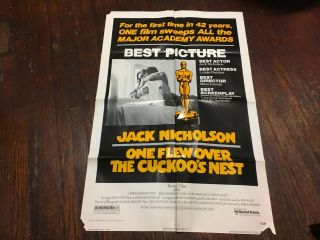 Vintage Jack Nicholson One Flew Over The Cuckoos Nest Movie Poster
