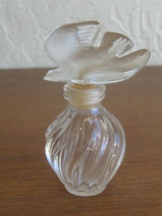 Vtg Lalique French Crystal Nina Ricci Frosted Doves Perfume Bottle Signed France