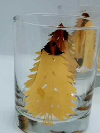 Set of 4 Vintage Georges Briard Gold Christmas Tree Rock Glasses - GUC Lovely 4