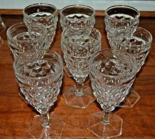 Set Of 8 Vintage Fostoria American Hexfoot Water Or Wine Goblets Glasses