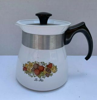 Vtg Corning Ware Spice Of Life 7 Cup Teapot P - 107 W Aluminum Lid