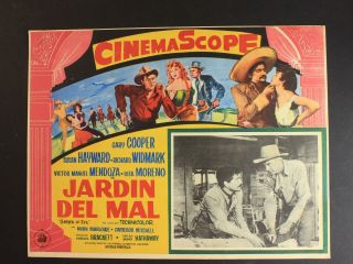 1954 Garden Of Evil Mexican Movie Lobby Card Gary Cooper Susan Hayward