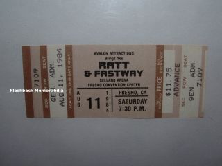 Ratt / Fastway 1984 Concert Ticket Fresno Selland Arena Very Rare