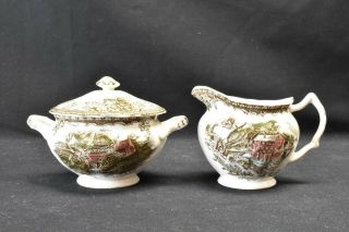 Johnson Brothers Friendly Village Creamer & Sugar Bowl With Lid (chipped)