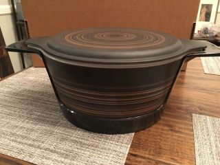 Mid Century Modern Pyrex Glass Ovenware Bowl,  Lid,  And Holder.  All