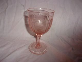Pink Mayfair Open Rose Depression Glass Stemmed Water Goblet 53/4 " Tall