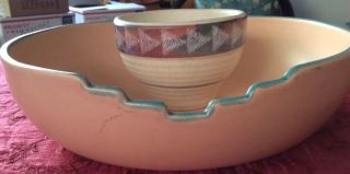 Vintage Treasure Craft Southwest Large Bowl And Dip Bowl Set,  Aztec,  13 