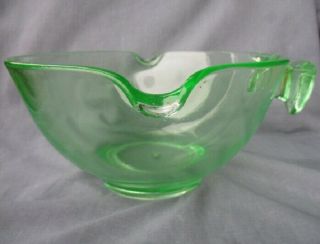 U.  S.  Glass Vaseline Slick Handle 9” Double - Spout Bowl Circa 1930