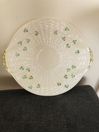Antique Vintage Belleek Cake/bread Plate Basket Weave - In Box11.  5” - Great Value