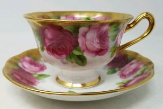 Royal Albert Old English Rose Heavy Gold Tea Cup & Saucer