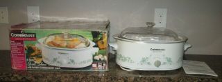 Corning Ware Electrics Callaway Ivy Oval 6 Quart Crock Pot Slow Cooker,  Box & Pw