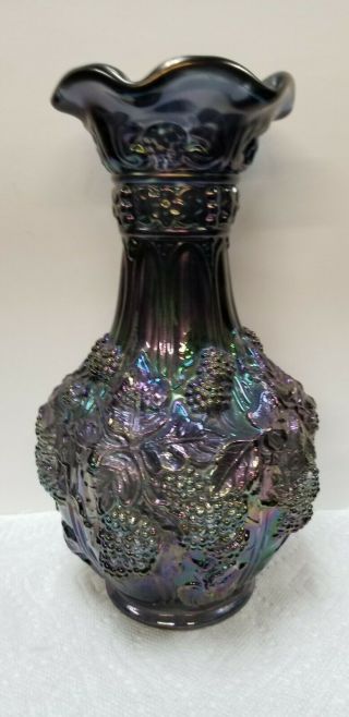 Imperial Purple Amethyst Glass 10 1/2 " Grape Pattern Vase
