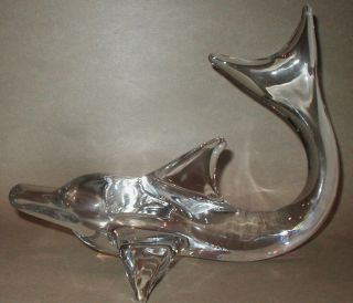 Daum Nancy France Crystal Dolphin Animal Sculpture Figurine Signed