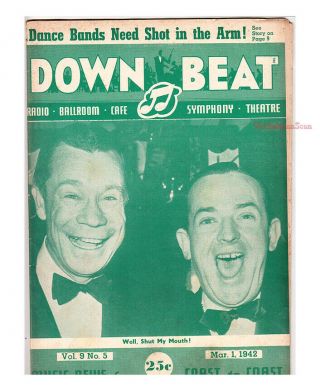 Down Beat 1942 Artie Shaw Sweethearts Of Rhythm Andy Kirk Jimmy Blanton Jazz Vg