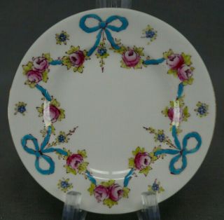 Crown Staffordshire Bone China F4547 A Pink Rose & Blue Bows 5 Inch Bread Plate