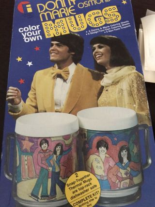Vintage –donny Marie Osmond Color Your Own Mugs.  From 1977 Rare