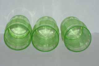 Depression Green Glasses Set of 3 Ring Design 3 3/4 