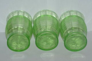 Depression Green Glasses Set of 3 Ring Design 3 3/4 