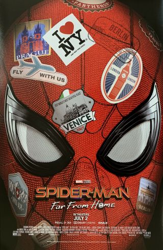 Spider - Man Far From Home Movie Poster 1 Sided Mini Sheet 11x17 Marvel