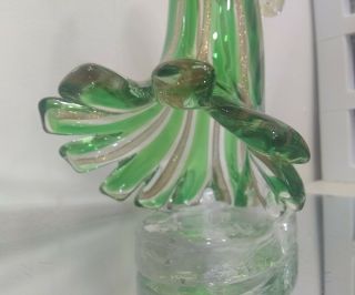 Vintage Murano Art Glass Angel Green Gold Flake Candle Holder 6