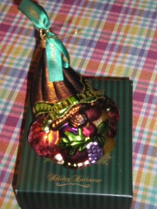 Waterford Cornucopia Blown Glass Ornament Thanksgiving Holiday Horn Of Plenty