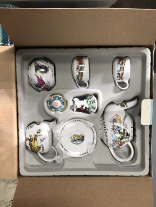 Paul Cardew Alice In Wonderland Miniature Tea Set 2 Cups,  4”,  2” And 1”