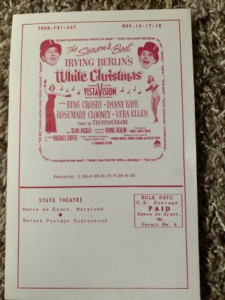 White Christmas Bing Crosby Rosemary Clooney Movie Flyer