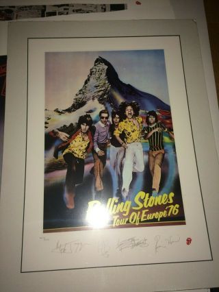 The Rolling Stones Europe 76 Art Print Lithograph Matted And Shrink - Wrapped