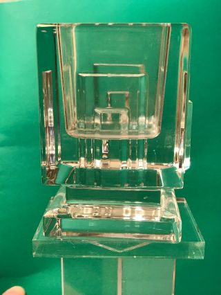 WATERFORD Crystal METROPOLITAN Square Votive Candle Holder 3” x 3” x 4”H Signed 2