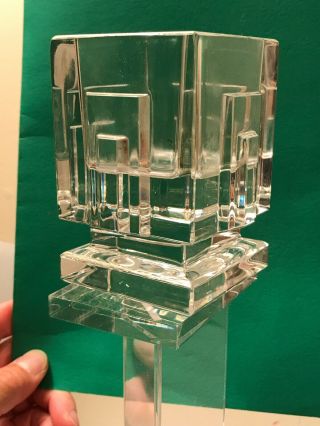 WATERFORD Crystal METROPOLITAN Square Votive Candle Holder 3” x 3” x 4”H Signed 4