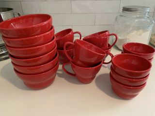 Crate & Barrel Red Bowls & Mugs