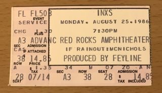 1986 Inxs Denver Red Rocks Concert Ticket Stub Hutchence Listen Like Thieves
