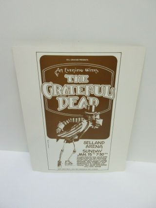 Vintage Grateful Dead Poster Advertising 1977 Randy Tuten Fresno Selland 14x11